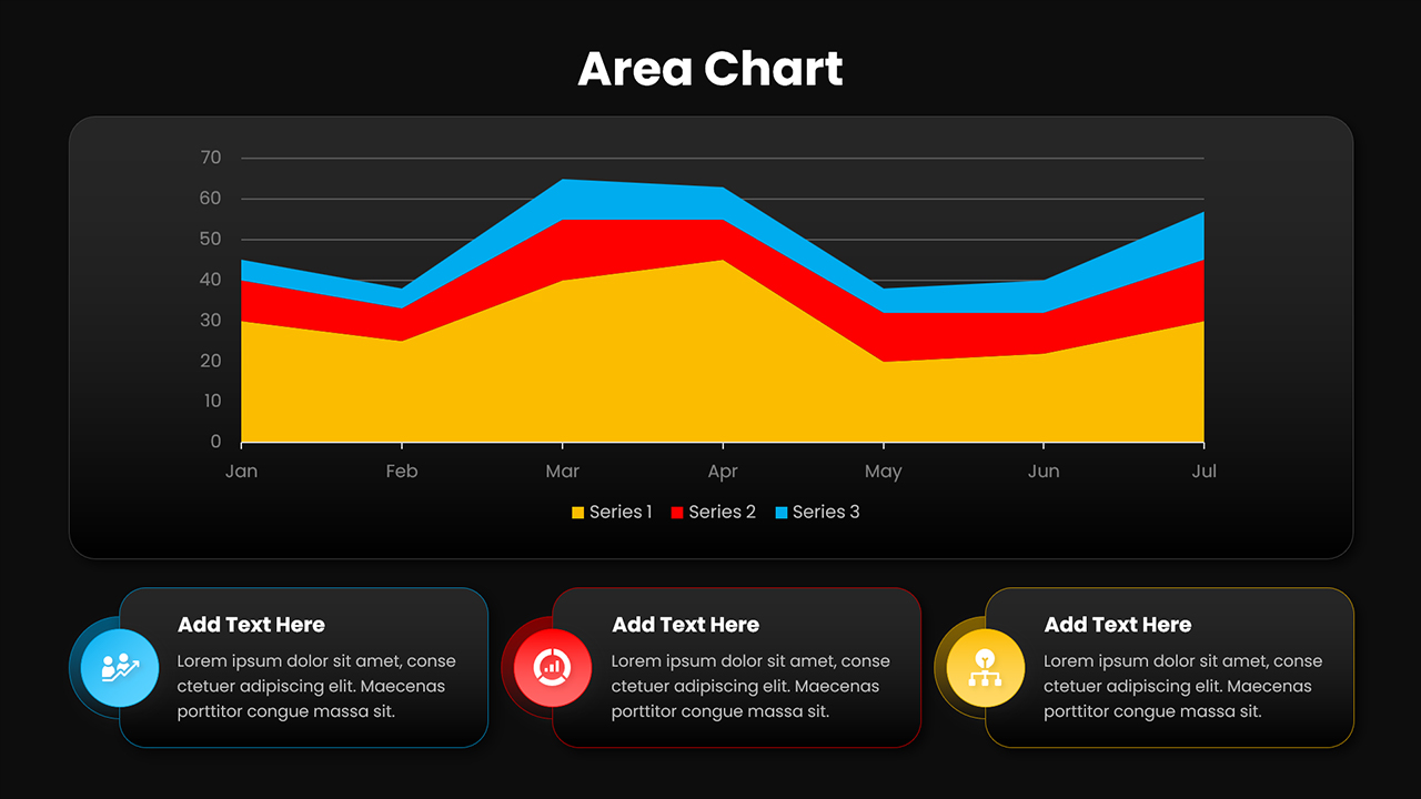 Area Chart PowerPoint Template Dark