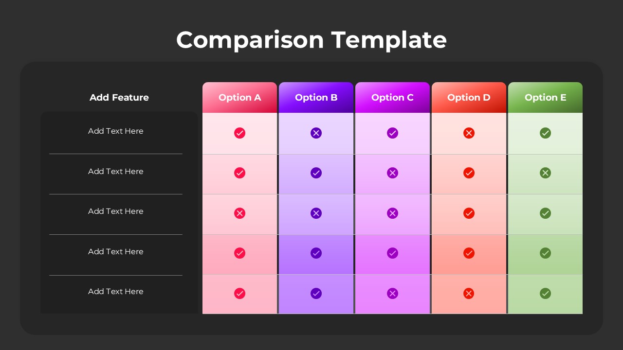 Editable Comparison Table Template for Google Slides