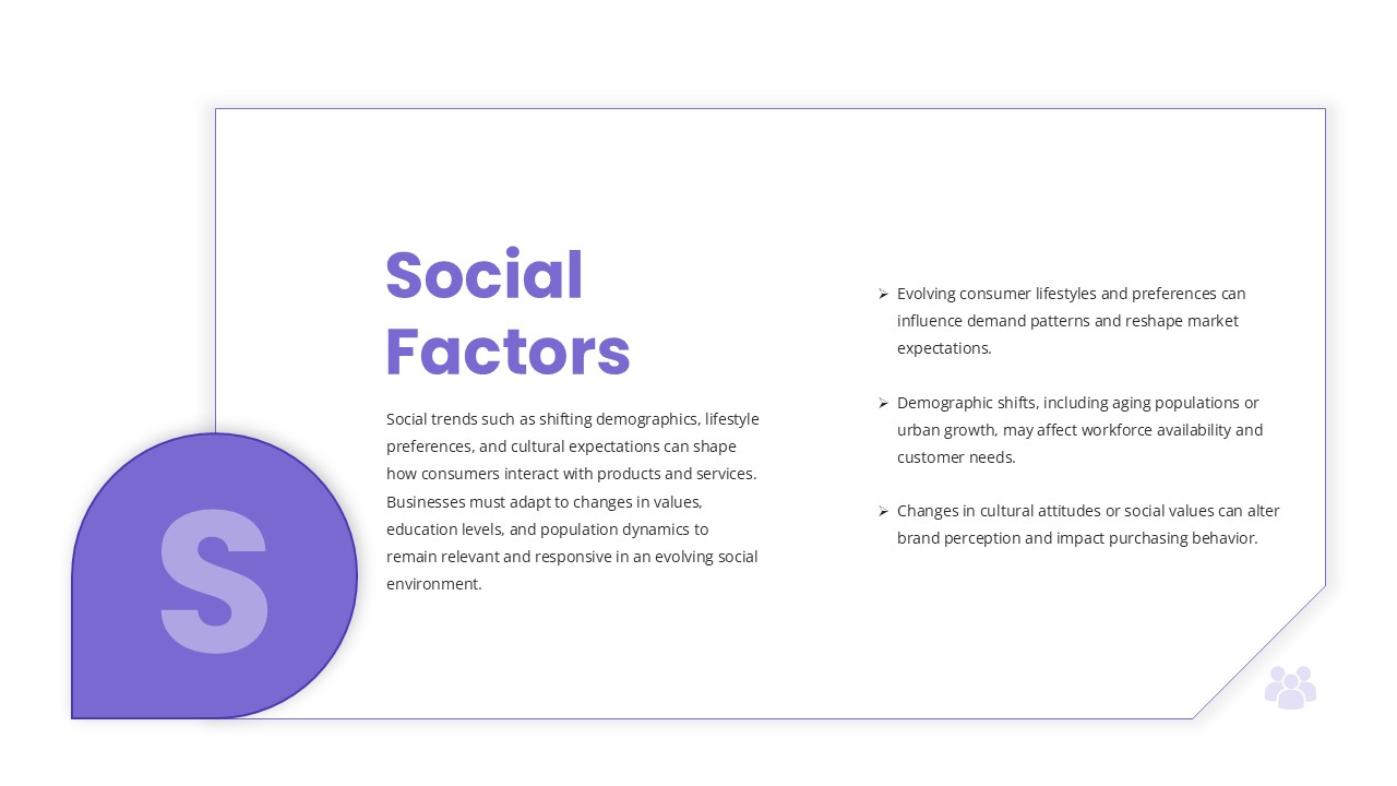 Social Factors PEST Analysis Presentation Slide