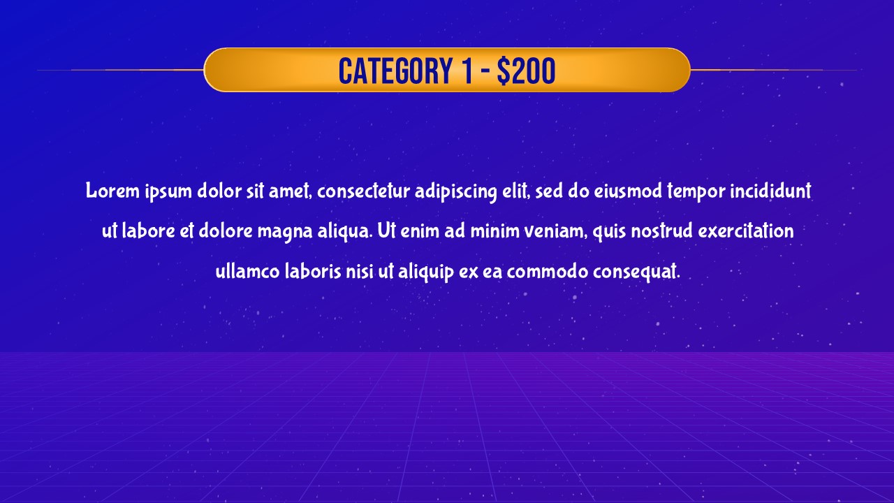 Free Jeopardy Game Editable Category Slide for Google Slides