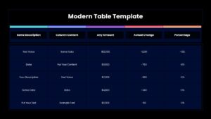 Table Template for Business Presentations