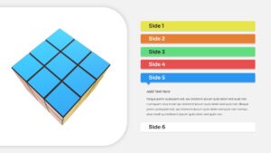 3D cube with Blue colored sides displayed PPT Slide