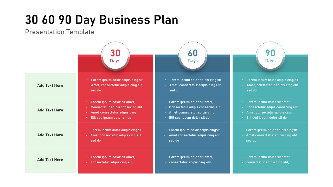 Google Slides 30 60 90 Day Business Plan Slide
