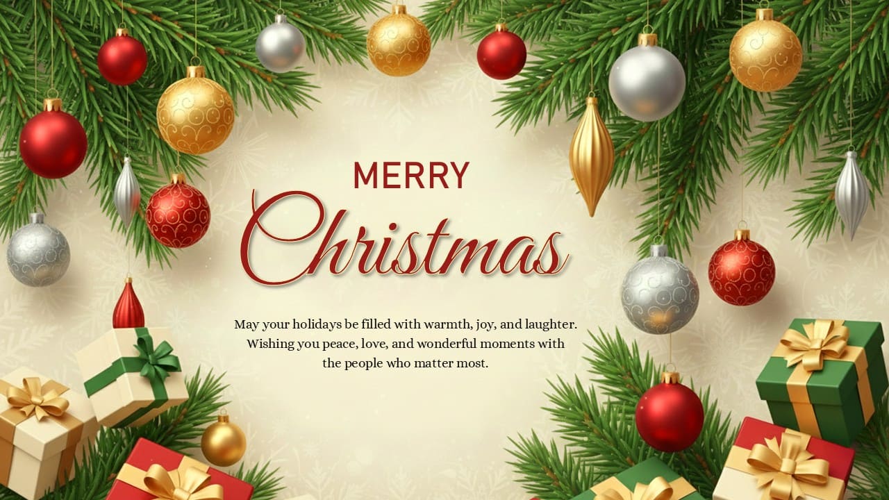 Editable Christmas Greeting PowerPoint Template and Google Slides