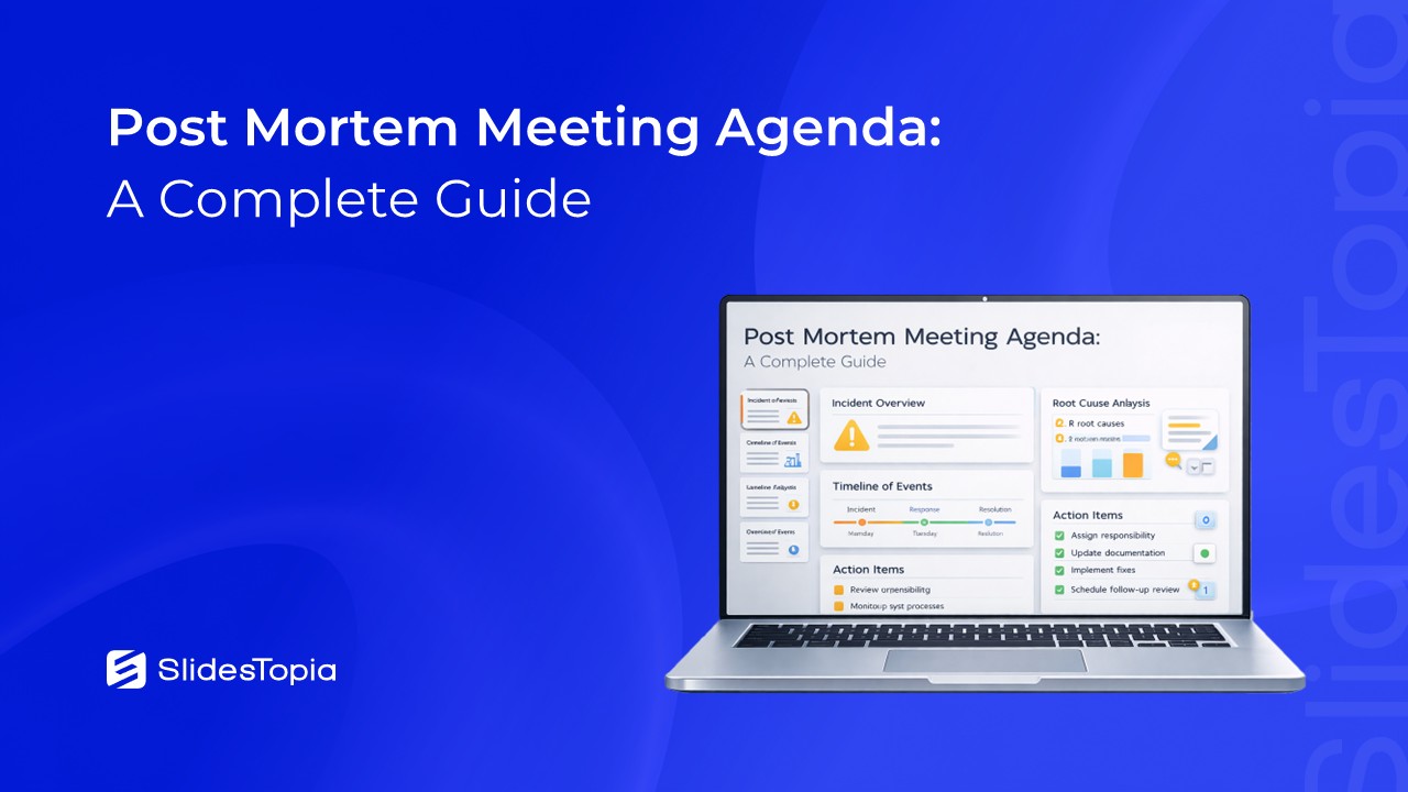 Cover image for an article that explains what a post mortem meeting agenda is and how to create one
