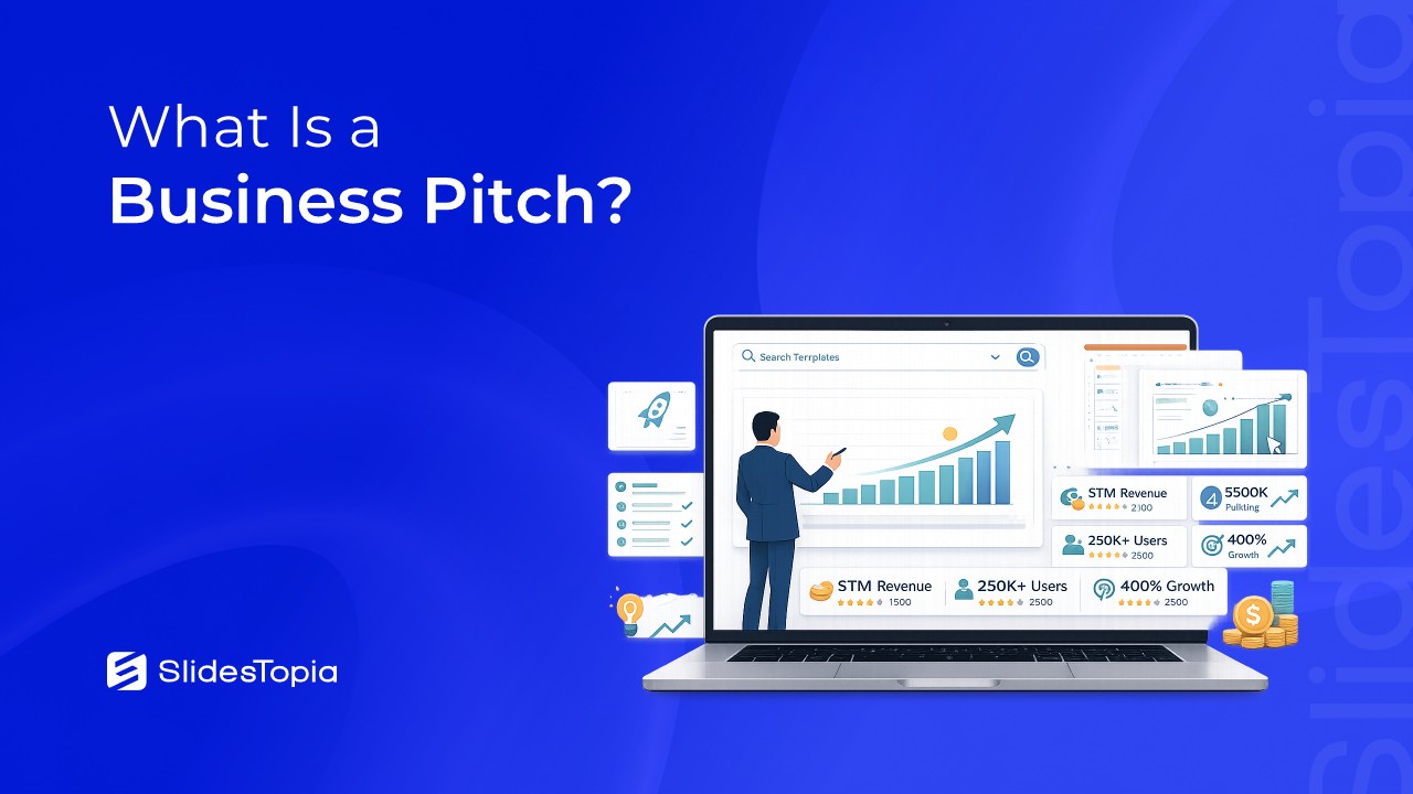 What Is a Business Pitch - Blog Cover Image by SlidesTopia