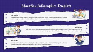 Education infographic learning Google Slides template with three horizontal content sections, educational illustrations, and infographic-style layout.