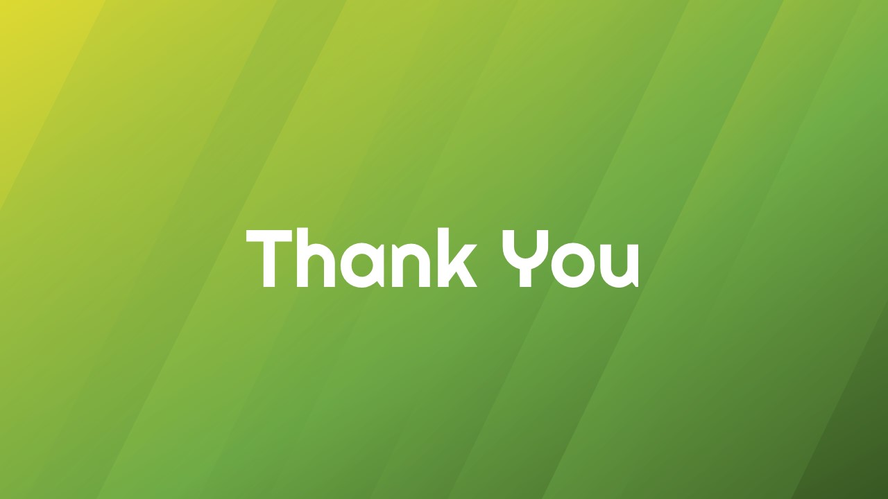 Minimal green gradient thank-you slide design for professional presentations, business meetings, and sports-themed slide decks.