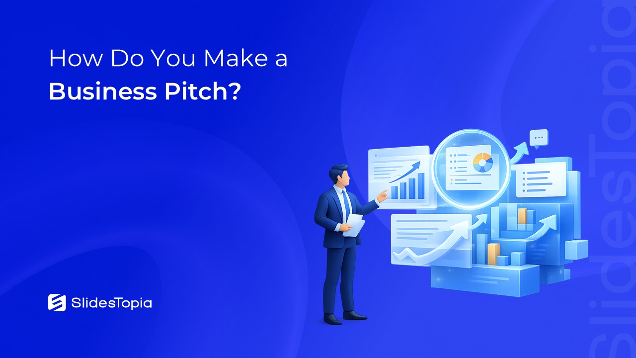 How Do You Make a Business Pitch - Blog cover image by SlidesTopia