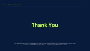Minimal blue thank you presentation closing slide with bold typography and professional corporate design.