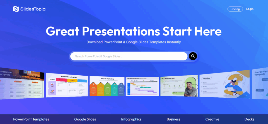 SlidesTopia - Website homepage Screenshot