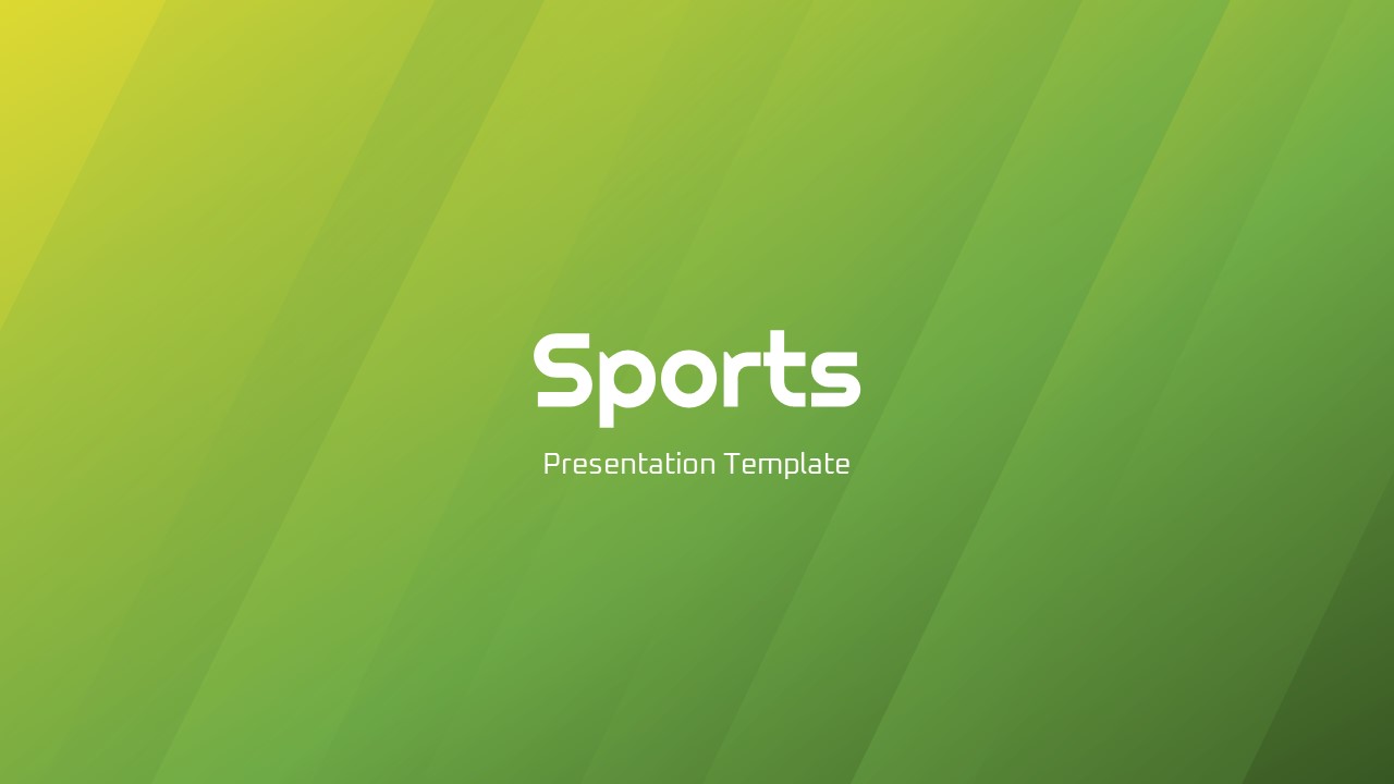 Professional sports-themed presentation cover with modern green gradient background and clean athletic branding layout for business or training sessions.