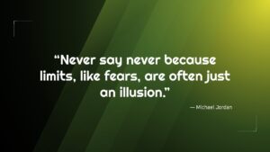 Motivational sports quote presentation background with bold typography and performance mindset theme for PowerPoint or Google Slides.