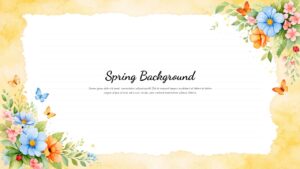 Spring background Google Slides template with floral decorations, watercolor design, and soft pastel colors.