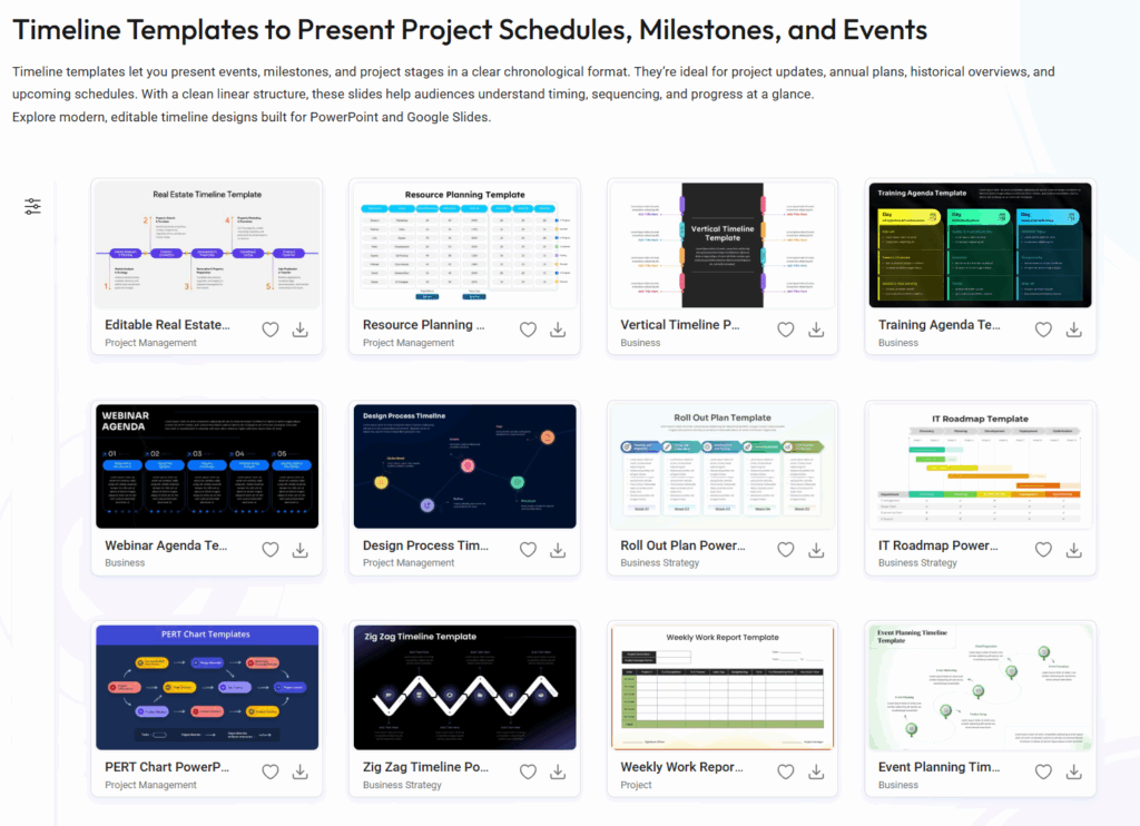 Timeline templates library by slidestopia