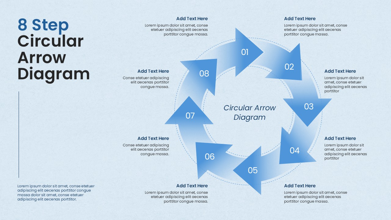 8 step circular arrow diagram google slides template