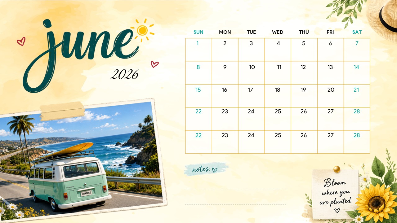 June calendar template