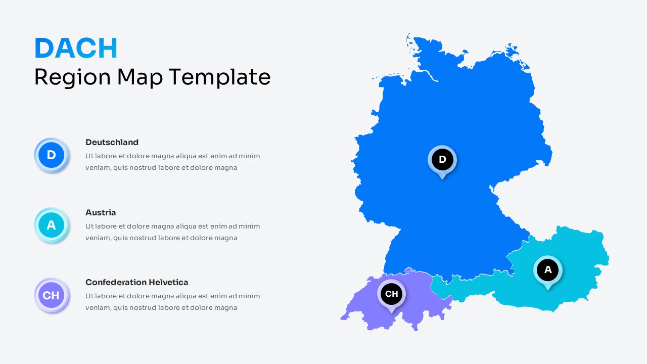 editable dach region map template