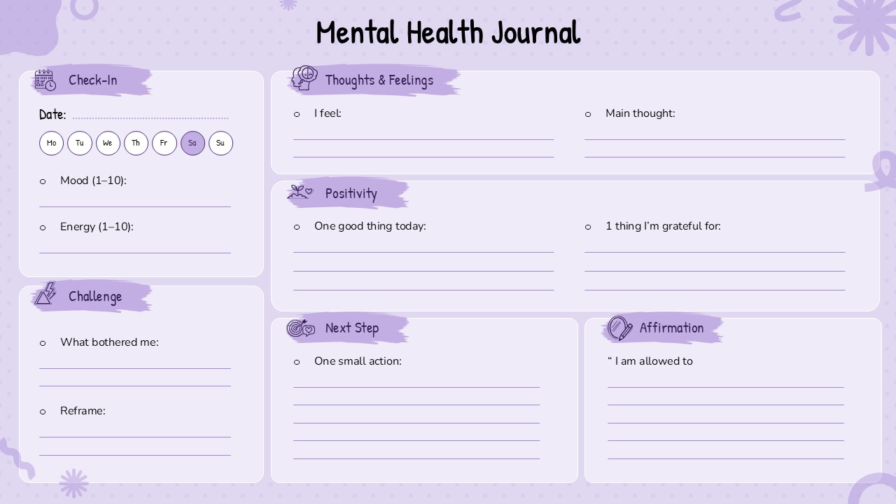 mental health journal template