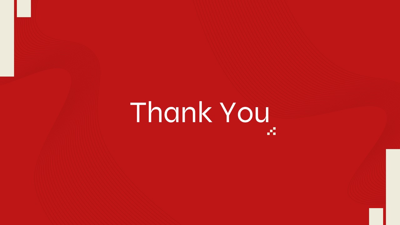 Red thank you presentation slide designed for business meetings, corporate presentations, and closing remarks.