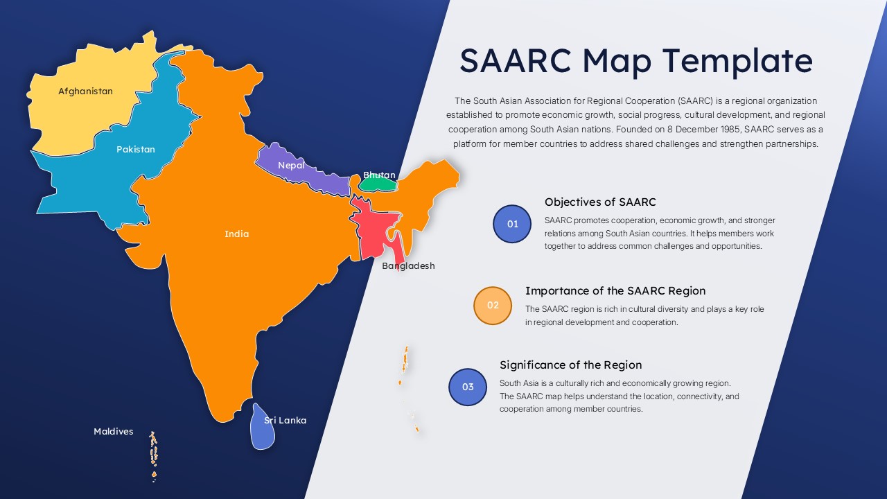 saarc countries map powerpoint template
