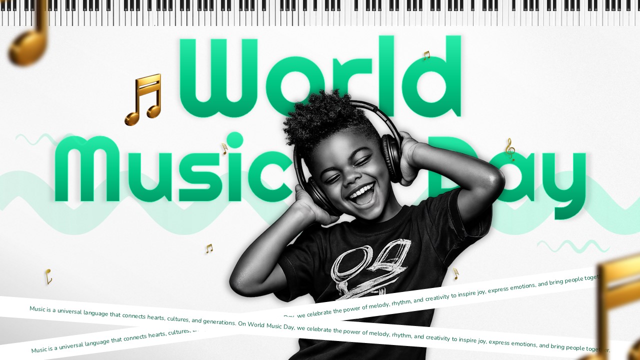 world music day theme poster presentation template