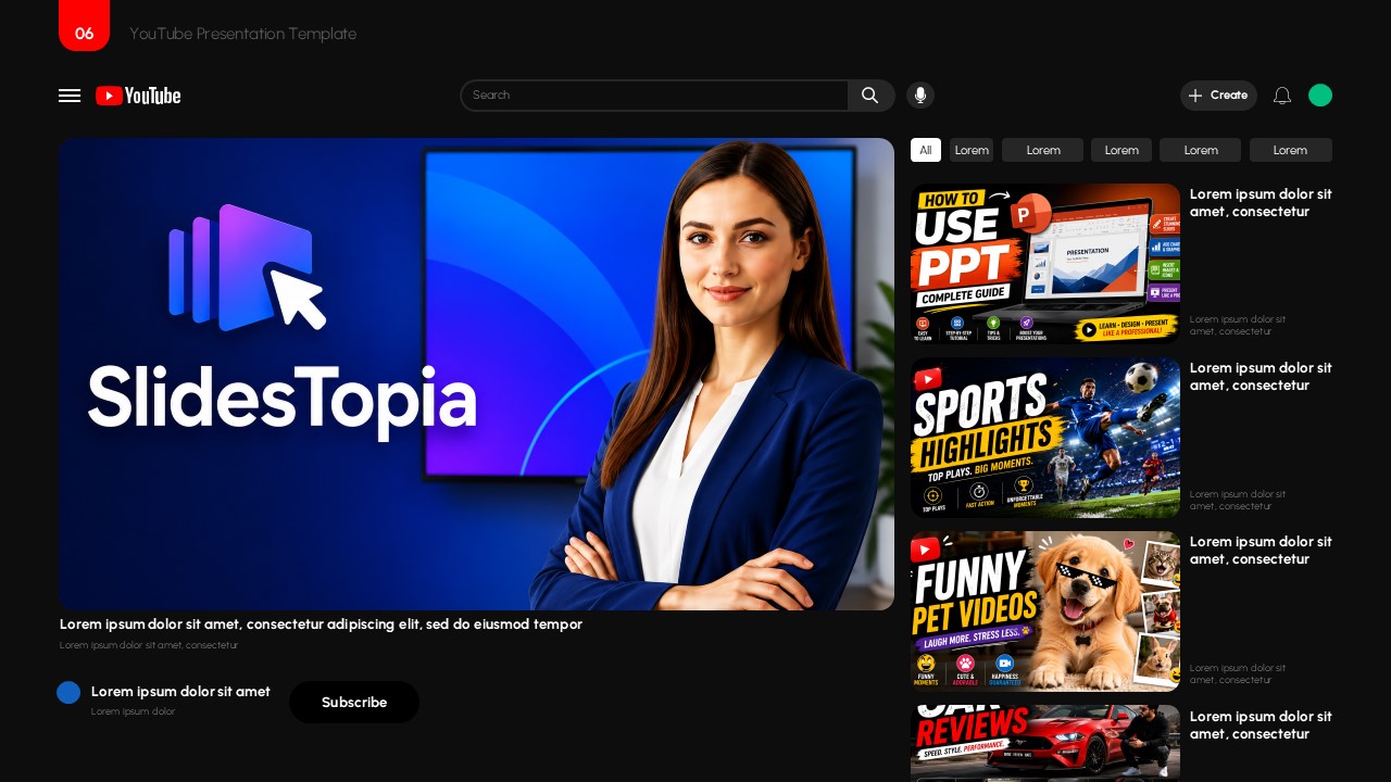 youtube video player slides presentation template