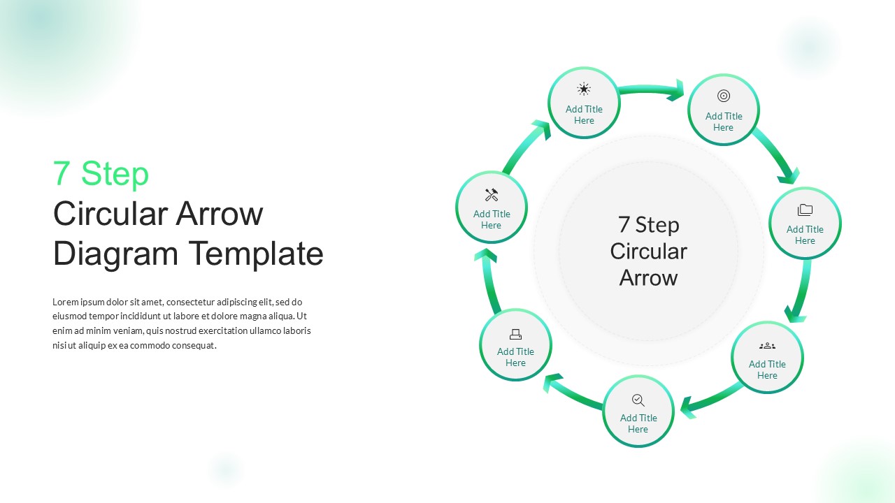 7 Stage Circular Arrow Diagram Google Slides Template