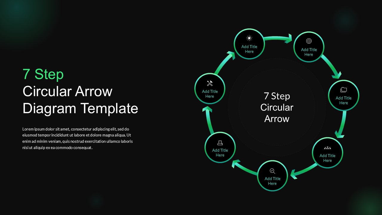 7 Step Circular Arrow Diagram PPT Template
