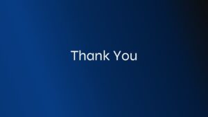 Corporate blue thank you PowerPoint slide template with clean professional design for executive presentations and board meeting closing slides.