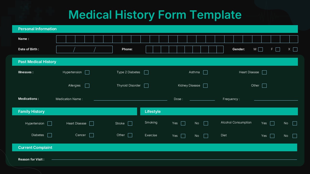 Medical History Form PPT Template