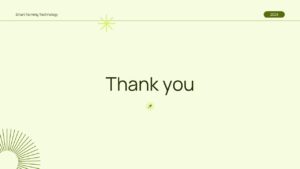 Thank You slide for the Smart Farming Technology PowerPoint presentation template with a clean minimalist design and modern agricultural presentation theme.