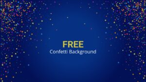Free Confetti Background PowerPoint Presentation Template featuring a blue background with colorful confetti and star decorations, ideal for celebration, event, award, holiday, and festive PowerPoint presentations.