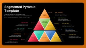 Dark Segmented Pyramid PowerPoint Template with colorful layered pyramid sections, business excellence at the top, and supporting callouts on both sides.